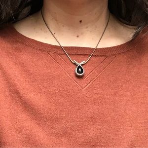 Sterling Silver Necklace and Onyx Pendant